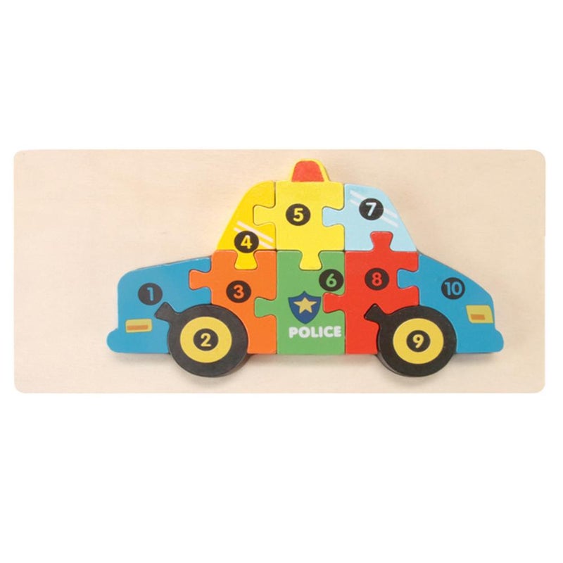 Cross-border wooden early childhood education 3D puzzle building blocks, animal and transportation cognition puzzle, baby intelligence development toy
